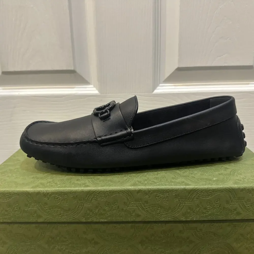 AUTHENTIC GUCCI INTERLOCKING G MOCCASINS LOAFERS 692379 GG 11.5 (fits USA 12.5)